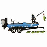 Bass Fishing Set w/ Ford F-250 Truck & Bass Boat Trailer Combo