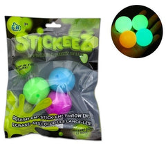 Stickeez Squishable Glow In The Dark Sticky Balls 3 Pk