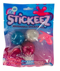 Stickeez Squishable Glitter Sticky Balls 3 Pk