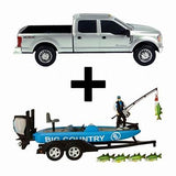 Big Country Bass Fishing Set w/ Ford F-250 Truck & Bass Boat Trailer Combo