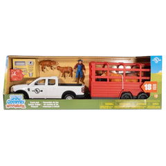 Big Country Adventure Truck & Cattle Trailer Playset 18 Pce