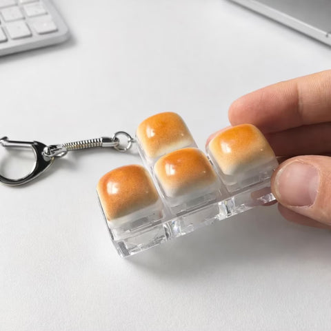 Mini Bread 4 Key Bored Clicker Keychain