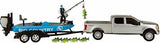 Bass Fishing Set w/ Ford F-250 Truck & Bass Boat Trailer Combo