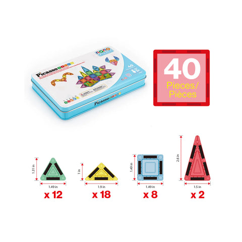 Picasso - Nano Magnetic Building Tiles Construction Travel Set 40 Pce