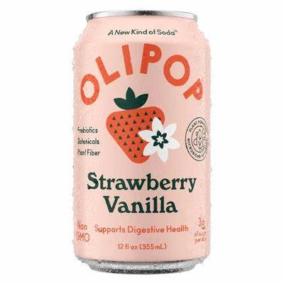 Olipop Strawberry Vanilla Prebiotic Soda