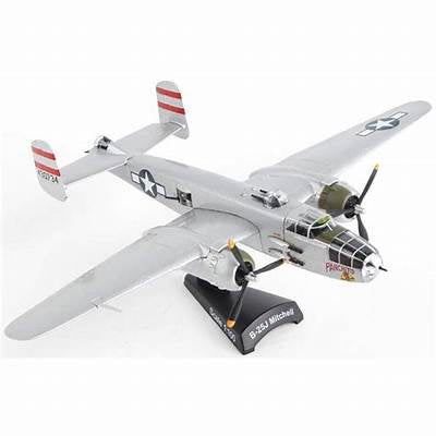 Die Cast B-25J Mitchell Red Bull Plane w/ Stand