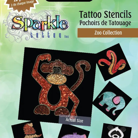 Sparkle Tattoo Stencils - Zoo Collection