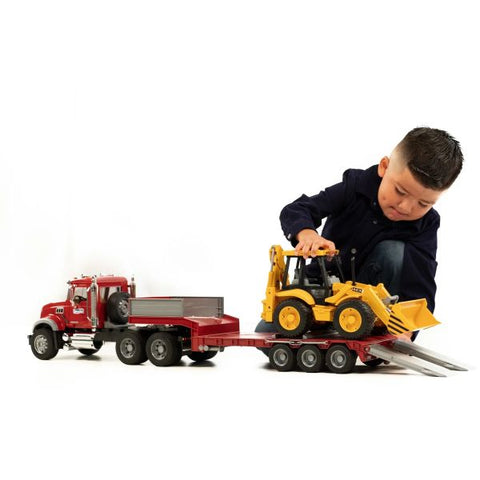 Bruder MACK Granite Truck w/ Trailer & JCB Backhoe Loader