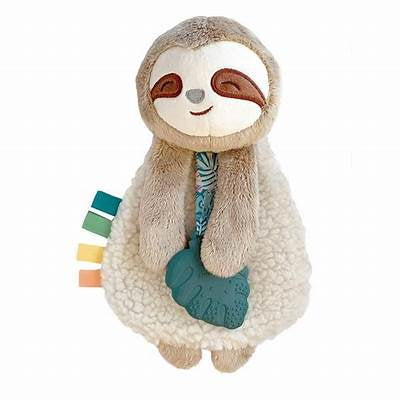 Itzy Lovey Plush Sloth w/ Silicone Teether