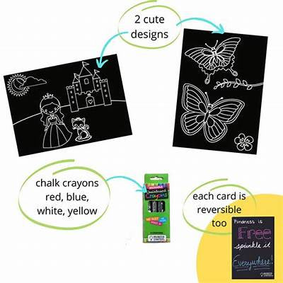 Mini Princess Butterfly Chalkboard Coloring Cards w/ 4 Crayons