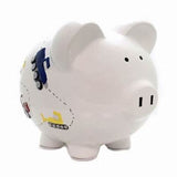 Large White Construction Pig Bank