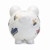 Large White Construction Pig Bank