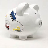 Large White Construction Pig Bank