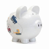 Large White Construction Pig Bank