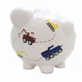 Large White Construction Pig Bank