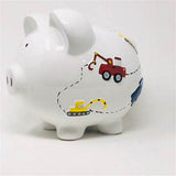 Large White Construction Pig Bank