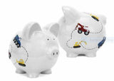 Large White Construction Pig Bank