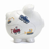 Large White Construction Pig Bank