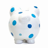 Large Blue Multi Dot Pig Bank