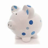 Large Blue Multi Dot Pig Bank