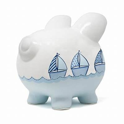 Large Triple Sailboat Pig Bank