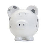 Large Gray Multi Dot Pig Bank