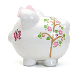 Large Pink Dotted Owl Pig Bank