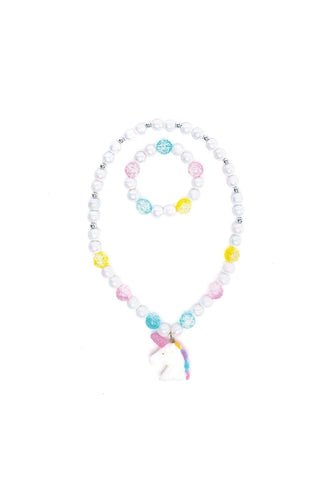 Great Pretenders White Unicorn Necklace Bracelet Set