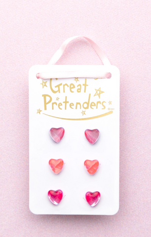 Great Pretenders Holo Heart Studded Earrings 3 Pr