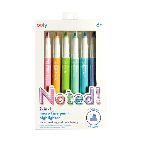 Ooly Noted Micro Fine Pen & Highlighter 6 Pk