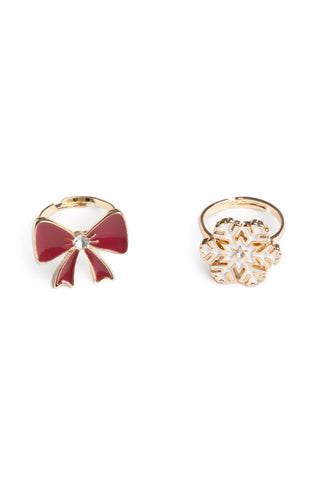 Great Pretenders Holiday Bow & Snowflake Rings 2 Pce