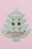 Great Pretenders Holiday Pleather Tree Clip On Earring's 3 Pr