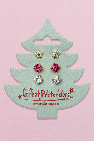 Great Pretenders Holiday Pleather Tree Clip On Earring's 3 Pr