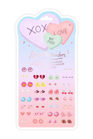 Great Pretenders Candy Heart Valentine Stick On Earrings 30 Pr