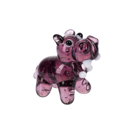 Miniature Glass Purple Hippo