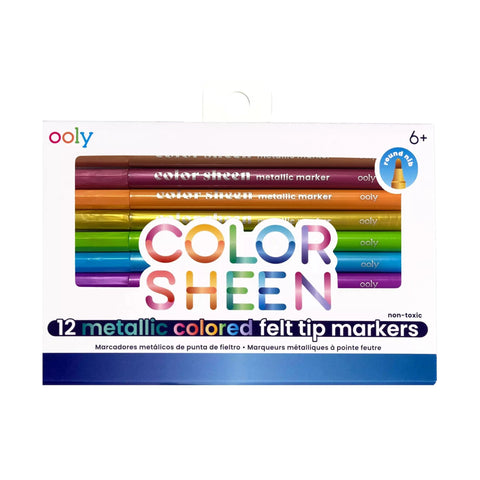 Ooly Color Sheen Metallic Felt Tip Markers 12 Pk