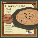 Crokinole Deluxe 3 In 1 Checkers & Backgammon