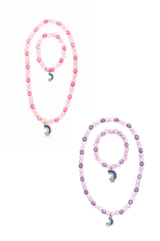 Great Pretenders Purple Rainbow Necklace Bracelet Set