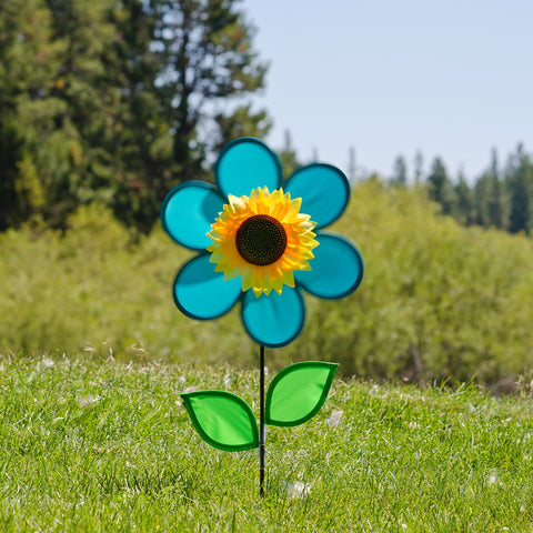 12" Teal Sunflower w/ Leaves