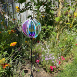 8.5" Striped Iridescent Gazing Ball Spinner