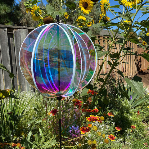 16" Iridescent Gazing Ball Spinner