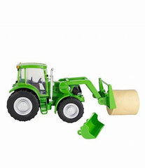 Big Country Farm Loader Tractor & Implements - Green w/ Bale