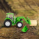 Big Country Farm Loader Tractor & Implements - Green w/ Bale