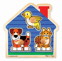 Wooden House Pets Large Peg Puzzle 3 Pce