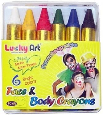 Face & Body Painting Crayons 6 Pk Bright Color