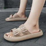 Buckle Cloud Slippers Beige