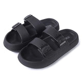 Buckle Cloud Slippers Black