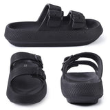 Buckle Cloud Slippers Black