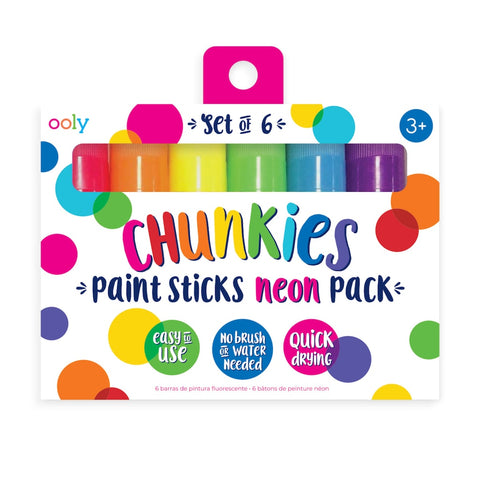 Ooly Chunkies Paint Sticks Neon 6 Pk