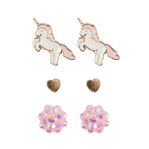 Great Pretenders Unicorn Studded Earrings Set 3 Pr